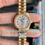Swiss Clone Rolex Datejust Ladies Watch 28mm - All Gold White Dial